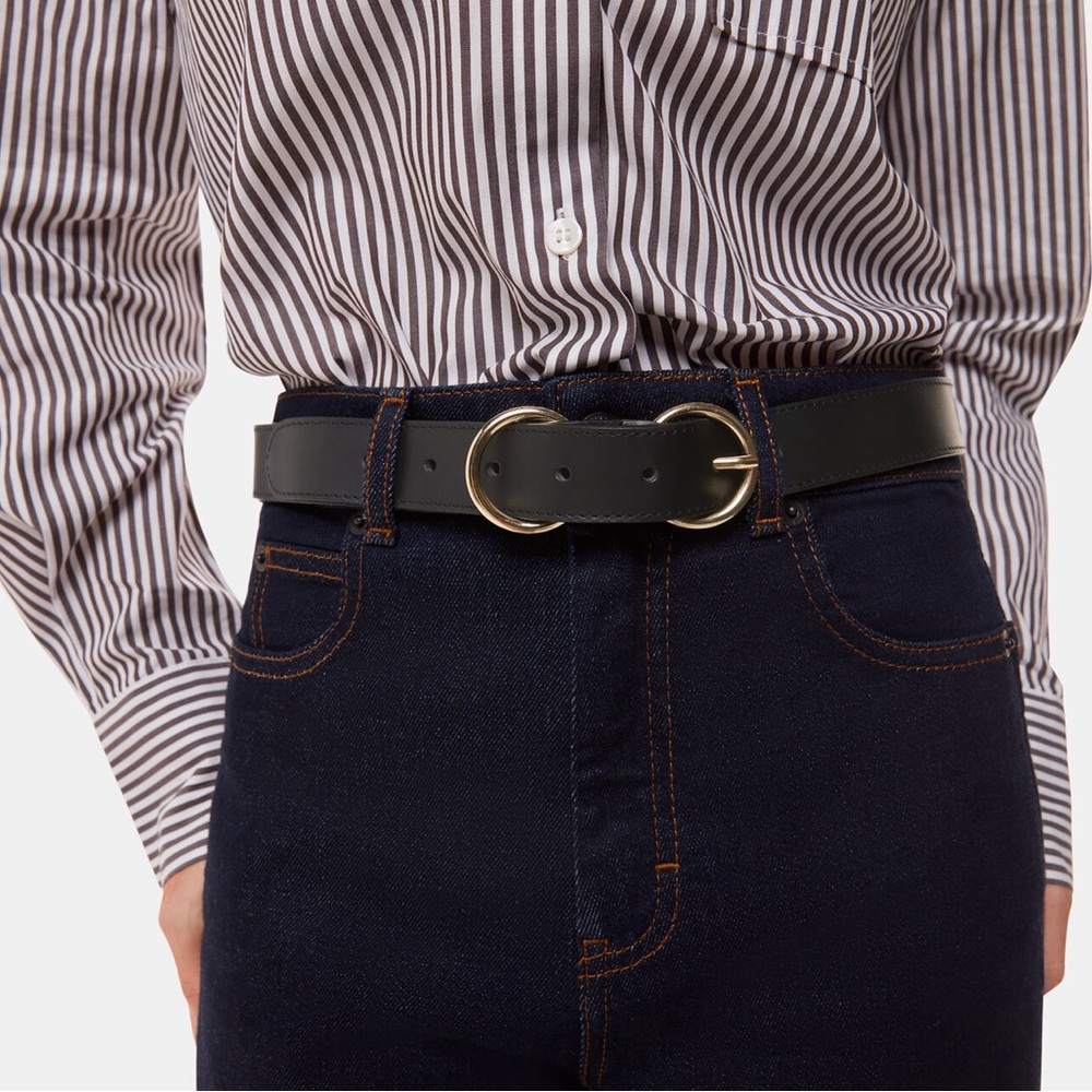 Whistles Round Double Belt S Black/Gold
